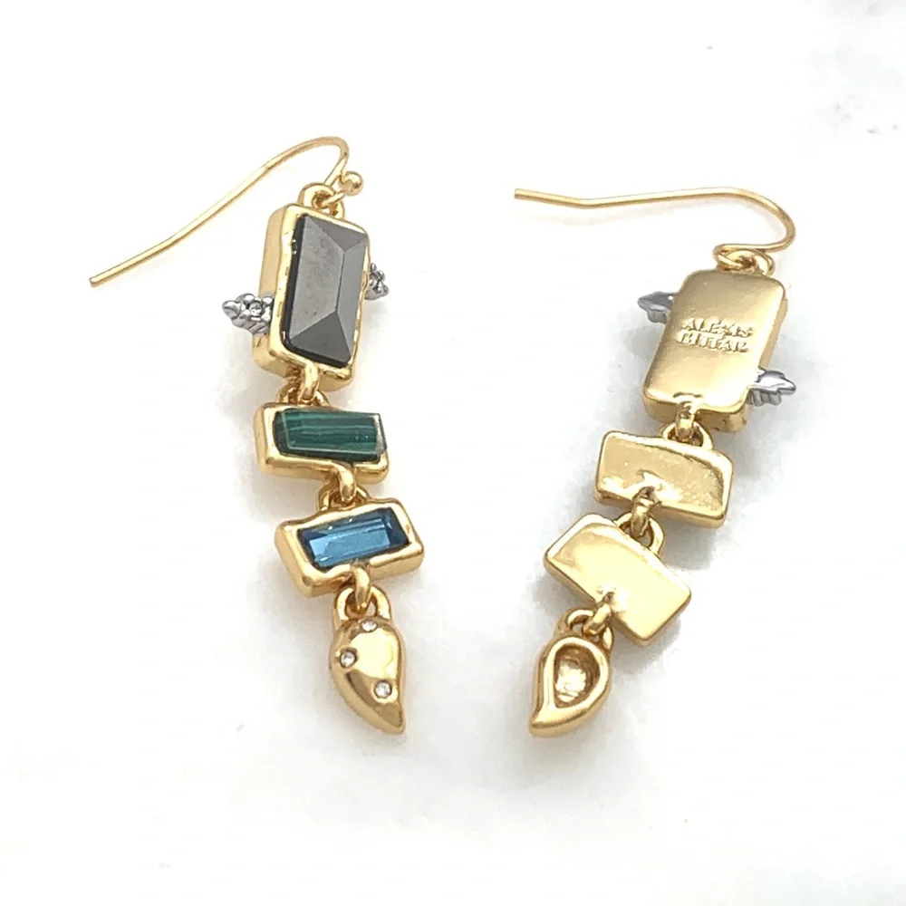 Alexis Bittar Molten Metal Multi Gemstone Malachite Dangling Earrings - Picture 7 of 15